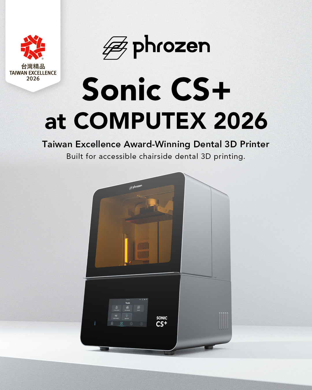 Phrozen Sonic CS+ Taiwan Excellence Award-winning dental 3D printer showcased at COMPUTEX 2026